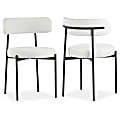 Glamour Home Avrom Boucle Fabric Dining Accent Chairs, White, Set Of 2 Chairs