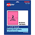 Avery® Printable Labels With Sure Feed® Technology, 94259-BPP80, Rectangle, 5" x 8-1/8", Matte Bright Pink, Pack of 160 1 thumbnail image