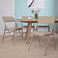 Flash Furniture HERCULES Curved Triple-Braced Metal Folding Chairs, Vinyl Upholstered, Beige, Set Of 4