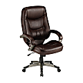 Lorell® Westlake Ergonomic Bonded Leather High-Back Chair, Saddle/Champagne