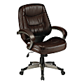 Lorell® Westlake Manager Bonded Leather Mid-Back Chair, Saddle/Champagne
