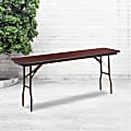 Flash Furniture Folding Training Table, 30"H x 18"W x 72"D, Mahogany