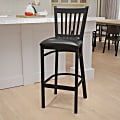 Flash Furniture Metal/Vinyl Restaurant Barstool With Vertical Back, Black