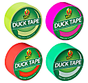 Duck® Brand Color Duct Tape Rolls, 1-15/16" x 60 Yd, Fluorescent Colors, Pack Of 4 Rolls