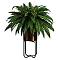 Nearly Natural 35”H Artificial Boston Fern Arrangement With Metal Planter And Stand, 35”H x 37”W x 37”D, Bronze/Green 1 thumbnail image