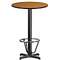 Flash Furniture Laminate Round Table Top With Bar-Height Table Base And Foot Ring, 43-1/8"H x 24"W x 24"D, Natural/Black