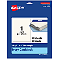 Avery® Printable Cards, 95282-MIC50, Rectangle, 8.5" x 11", Matte Ivory, Pack Of 50 1 thumbnail image