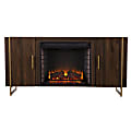 SEI Furniture Dashton Electric Fireplace, 27”H x 55”W x 16-1/2”D, Brown/Gold