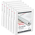 Office Depot® Brand Durable View 3-Ring Binder, 1" Round Rings, White, Pack Of 6
