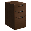 HON 10500 Series Mocha Laminate Furniture Components Pedestal - 3-Drawer - 15.8" x 22.8" x 28" - 3 x Box Drawer(s), File Drawer(s) - Single Pedestal - Square Edge - Material: Wood - Finish: Mocha Laminate, Thermofused Laminate (TFL)
