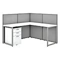 Bush Business Furniture Easy Office 60W 1-Person L-Shaped Cubicle Desk Workstation, Pure White, Standard Delivery 1 thumbnail image