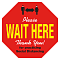 Alliance Please Wait Here Social Distancing Floor Decals, 12" Octagon, Red, Pack Of 25 Decals 1 thumbnail image