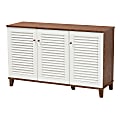 Baxton Studio Coolidge 8-Shelf Shoe Storage Cabinet, White/Walnut