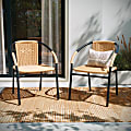 Flash Furniture Rattan Indoor/Outdoor Restaurant Stack Chairs, Beige/Black, Set Of 4 Chairs 1 thumbnail image