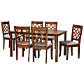 Baxton Studio Mael 7-Piece Dining Set, Gray/Walnut