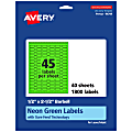 Avery® Printable Labels With Sure Feed® Technology, 94749-NGP40, Barbell, 1/2" x 2-1/2", Matte Neon Green, Pack of 1800 1 thumbnail image