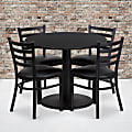 Flash Furniture Round Laminate Table Set With Round Base And 4 Ladder-Back Metal Chairs, 30"H x 36"W x 36"D, Black 1 thumbnail image