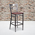 Flash Furniture Metal/Wood Restaurant Barstool With X Back, Cherry/Clear Coated
