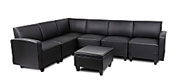 Boss Sectional Corner Sofa With Ottoman, Black 1 thumbnail image