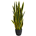 Nearly Natural Sansevieria 38" Artificial Plant With Pot, Yellow/Black