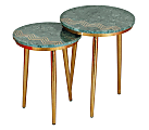Coast to Coast Jade Nesting Side/End Tables, 23"H x 18"W x 18"D, Avery Green/Gold, Set Of 2 Tables