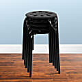 Flash Furniture Plastic 17-1/2" Nesting Stack Stools, Black, Set Of 5 Stools