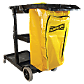 Genuine Joe Workhorse Janitor's Cart - x 40" Width x 20.5" Depth x 38" Height - Charcoal, Yellow - 1 Each