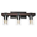 Lalia Home Farmhouse Rustic 3-Light Bath Vanity, Brown/Clear 1 thumbnail image