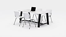 KFI Studios Midtown Table With 4 Stacking Chairs, Designer White
