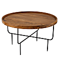 SEI Furniture Marisdale Round Coffee Table, 18”H x 31-3/4”W x 31-3/4”D, Natural/Black