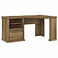Bush Business Furniture Yorktown 60"W Corner Desk With Storage, Reclaimed Pine, Standard Delivery