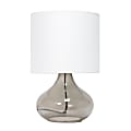 Simple Designs Glass Raindrop Table Lamp, 13-3/4"H, White Shade/Smoke Gray Base