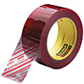 3M™ 3779 Pre-Printed Carton Sealing Tape, 3" Core, 2" x 110 Yd., Clear/Red, Case Of 6