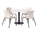 KFI Studios Proof Cafe Pedestal Table With Imme Chairs, Square, 29”H x 36”W x 36”W, Designer White Top/Black Base/Moonbeam Chairs