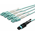 StarTech.com 2m (6ft) MTP(F)/PC to 4x LC/PC Duplex Breakout OM3 Multimode Fiber Optic Cable, 40G, Low Insertion Loss, Fiber Jumper Cord 1 thumbnail image
