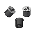 Boss Office Products Simple System Grommet With 2 Electrical And 2 USB Top Ports, 3” Diameter Silver/Black 1 thumbnail image