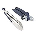 Oster Bluemarine 2-Piece Stainless-Steel Can Opener And Tongs Set, Navy Blue