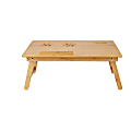 Mind Reader Bamboo Laptop Bed Tray With Cooling Spots, 8"H x 21"W x 13"D, Brown, COOLTRAYBMBRN 1 thumbnail image