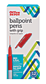 Office Depot® Brand Grip Ballpoint Pens, Medium Point, 1.0 mm, White Barrel, Red Ink, Pack Of 12 Pens 1 thumbnail image