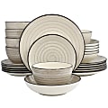 Elama Gia Round Stoneware Dinnerware Set, Cream, Set Of 24 Pieces