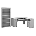 Bush Business Furniture Fairview 60"W L-Shaped Corner Desk With 5-Shelf Bookcase, Cape Cod Gray, Standard Delivery 1 thumbnail image