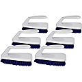 Genuine Joe Iron Handle Scrub Brush - 6.3" Overall Length - Plastic Handle - 6 / Carton - Blue, White 1 thumbnail image