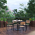 Flash Furniture Lark Indoor/Outdoor 5-Piece Patio Dining Table Set With 4 Club Chairs, Teak