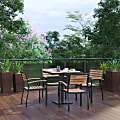 Flash Furniture Lark Indoor/Outdoor 5-Piece Patio Dining Table Set With 4 Club Chairs, Teak 1 thumbnail image