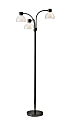 Adesso® Presley 3-Arm Floor Lamp, 69"H, Clear Shade/Black Nickel Base