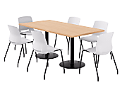 KFI Studios Proof Rectangle Pedestal Table With Imme Chairs, 31-3/4”H x 72”W x 36”D, Maple Top/Black Base/White Chairs 1 thumbnail image