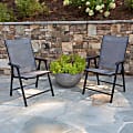 Flash Furniture Paladin Outdoor Folding Patio Sling Chairs, Fabric, Black, Set Of 2 Chairs 1 thumbnail image