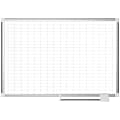 MasterVision® Platinum Pure 1" x 2" Grid Planning Dry-Erase Whiteboard, 36" x 24", Aluminum Frame With Silver Finish