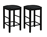 Linon Kent Backless Faux Leather Counter Stools, Black, Set Of 2 Stools