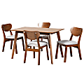 Baxton Studio Damara 5-Piece Dining Set, Gray/Walnut Brown 1 thumbnail image